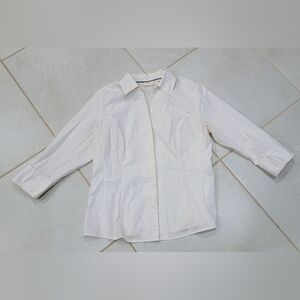 Apt. 9 Womens White Button-Up Three-Quarter Sleeve Shirt Sz XL